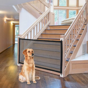 Black Dog Gate for Stairs 78x180cm