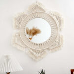 Hanging Wall Mirror with Macrame Fringe Picadex