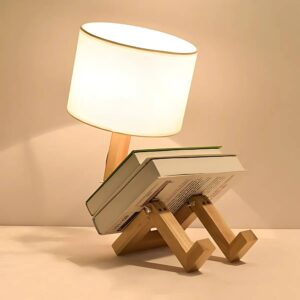 Wooden Robot Table Lamp