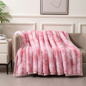 Double-Sided Faux Rabbit Fur Throw Blanket