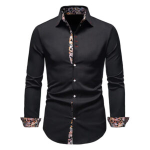 Men Slim Fit Stand Collar Shirt