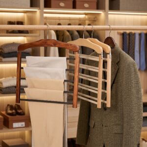 Rackwell – Multi-Tier Wooden Wardrobe Trouser Rack
