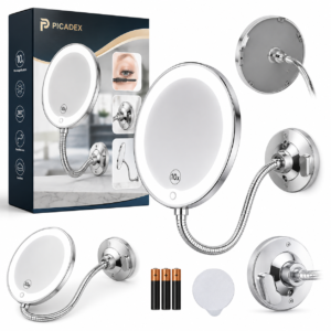 Clariven – LED Magnifying Bathroom Mirror with Flexible Arm