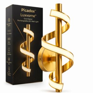 Luxvorne – Gold Spiral Rechargeable LED Wall Light